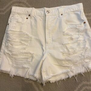 🦅 NWT American Eagle White Distressed Highest Waist’90s Boyfriend Shorts Size 12